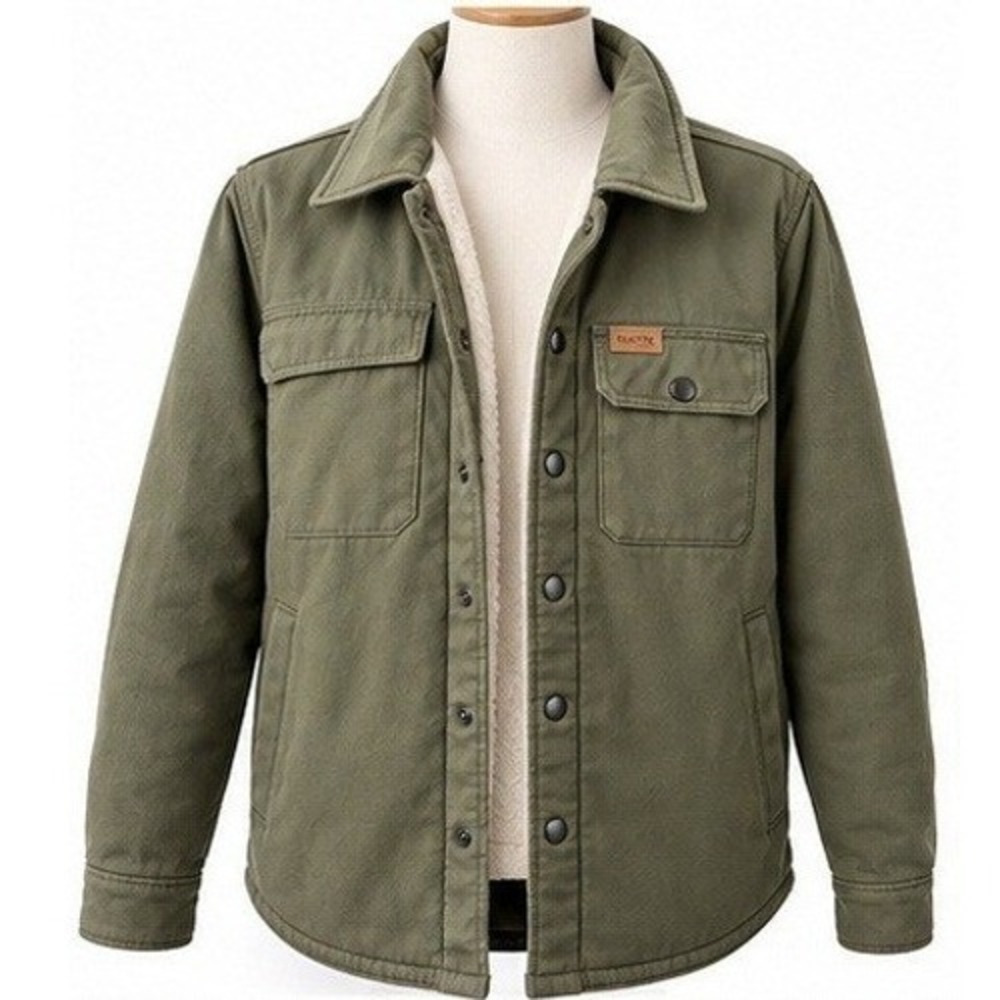 Matix Men's Med Shirt Jacket Twill Cotton Sherpa Snap Button Shacket Workwear